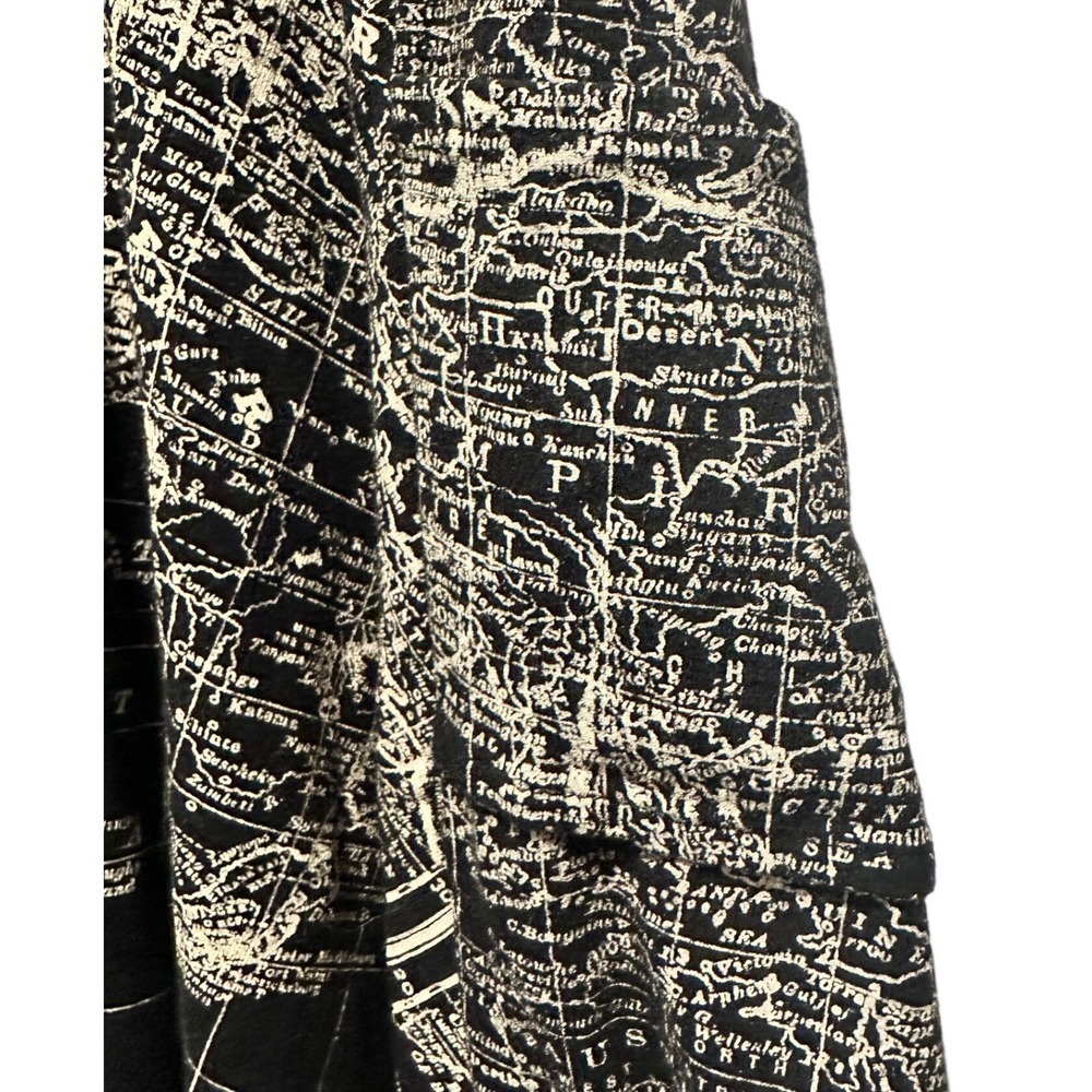 Effie's Heart Skirt Women XS Black Map Print A-Line Midi Pockets Excellent - Picture 5 of 10